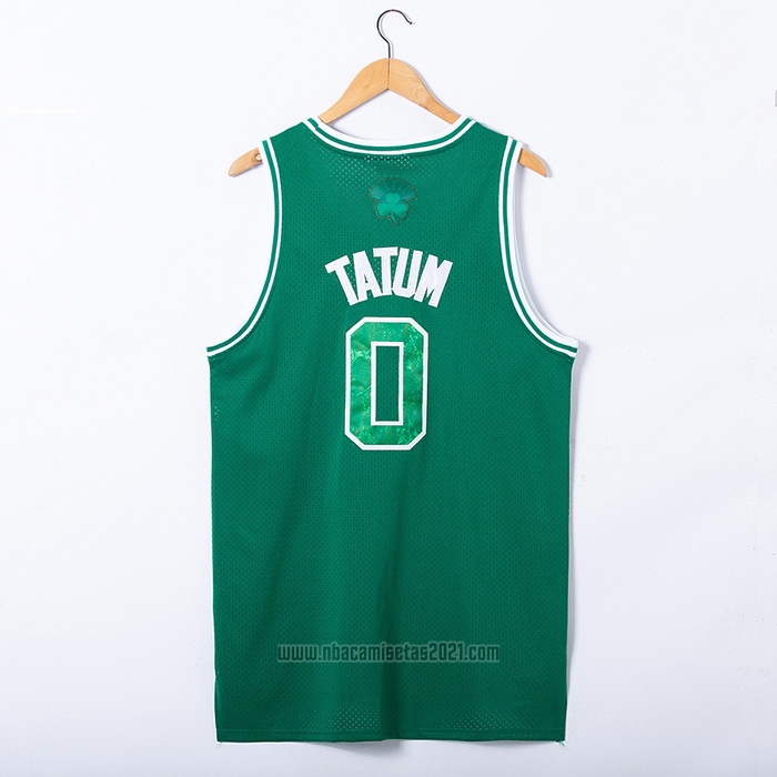 Camiseta Boston Celtics Jayson Tatum #0 Snakeskin Hardwood Classics 2021 Verde